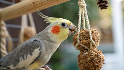 Eating Bird Food Protein Balls